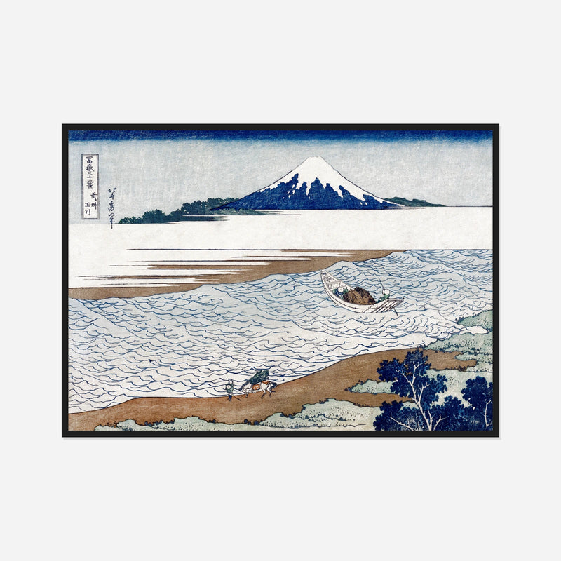 Jewel River and Mount Fuji — front view in a black frame