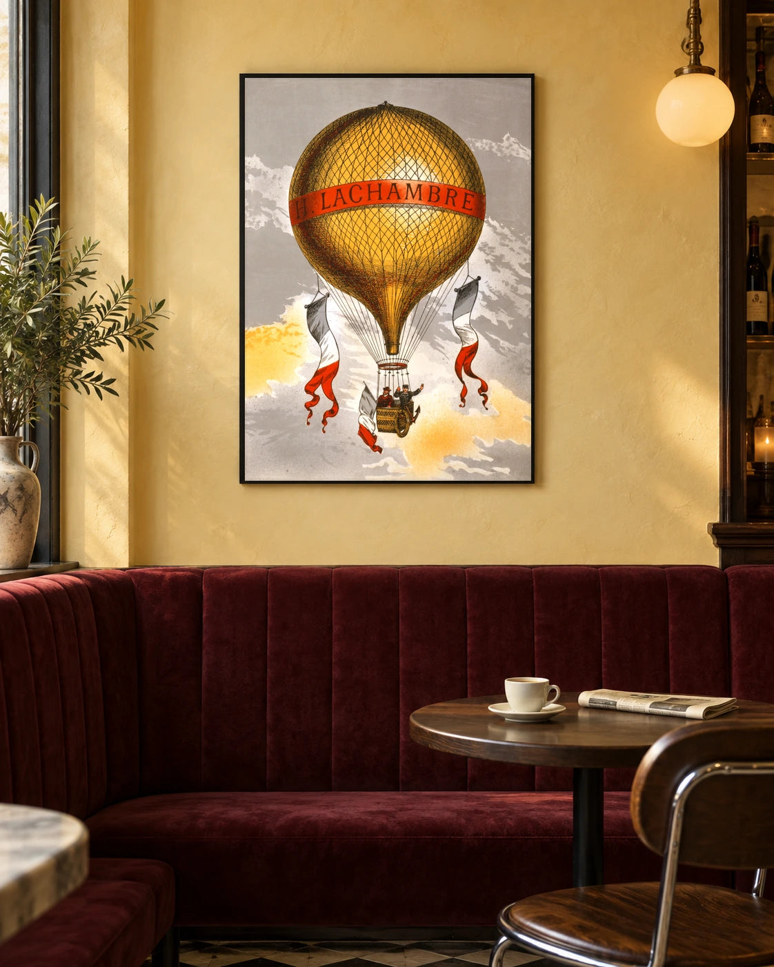Lachambre Balloon — styled room visualisation in a black frame