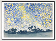 Landscape with Stars in a black frame; landscape front-view mockup