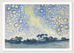 Landscape with Stars in a white frame; landscape front-view mockup