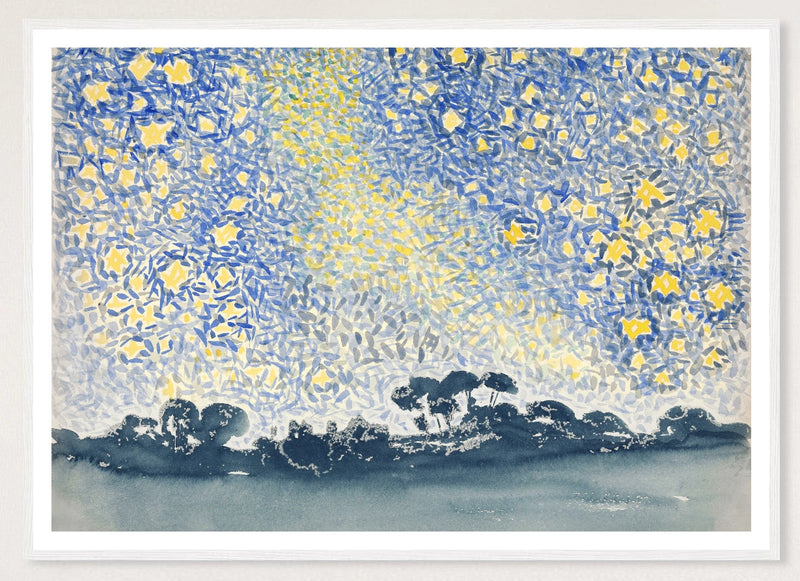 Landscape with Stars in a white frame; landscape front-view mockup