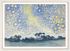 Landscape with Stars in a natural wood frame; landscape front-view mockup