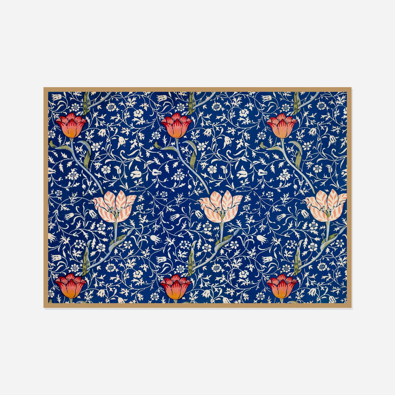 Medway Floral Pattern — front view in a natural wood frame