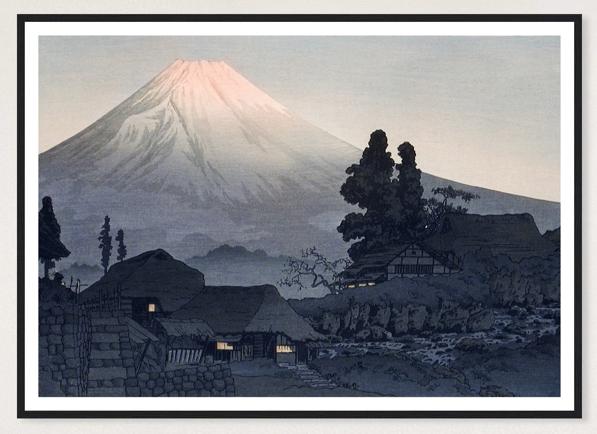 Mount Fuji from Mizukubo in a black frame; landscape front-view mockup