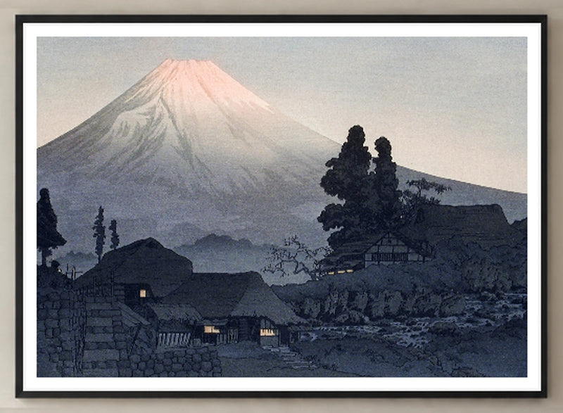 Mount Fuji from Mizukubo Art Print by Hiroaki Takahashi in a black frame; close-up of the framed artwork.