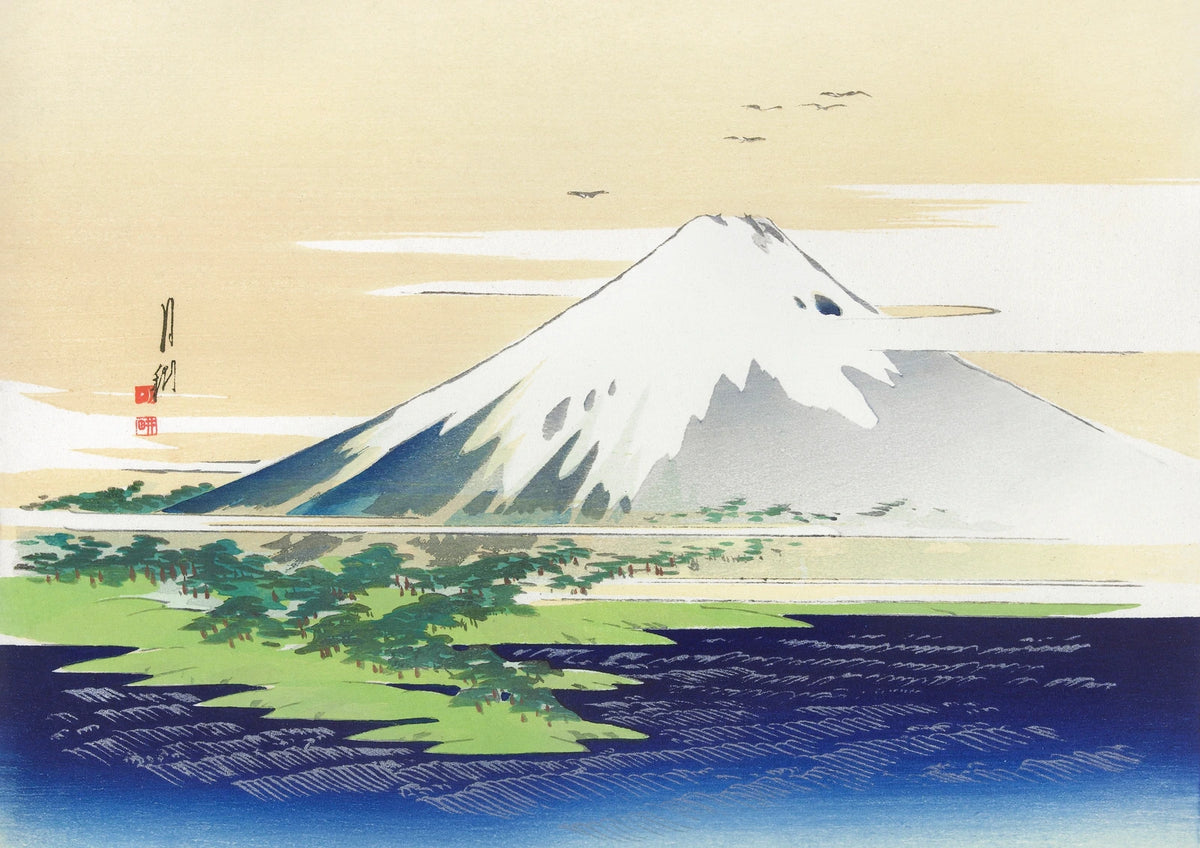 Mount Fuji in a Golden Sky — borderless A-series artwork