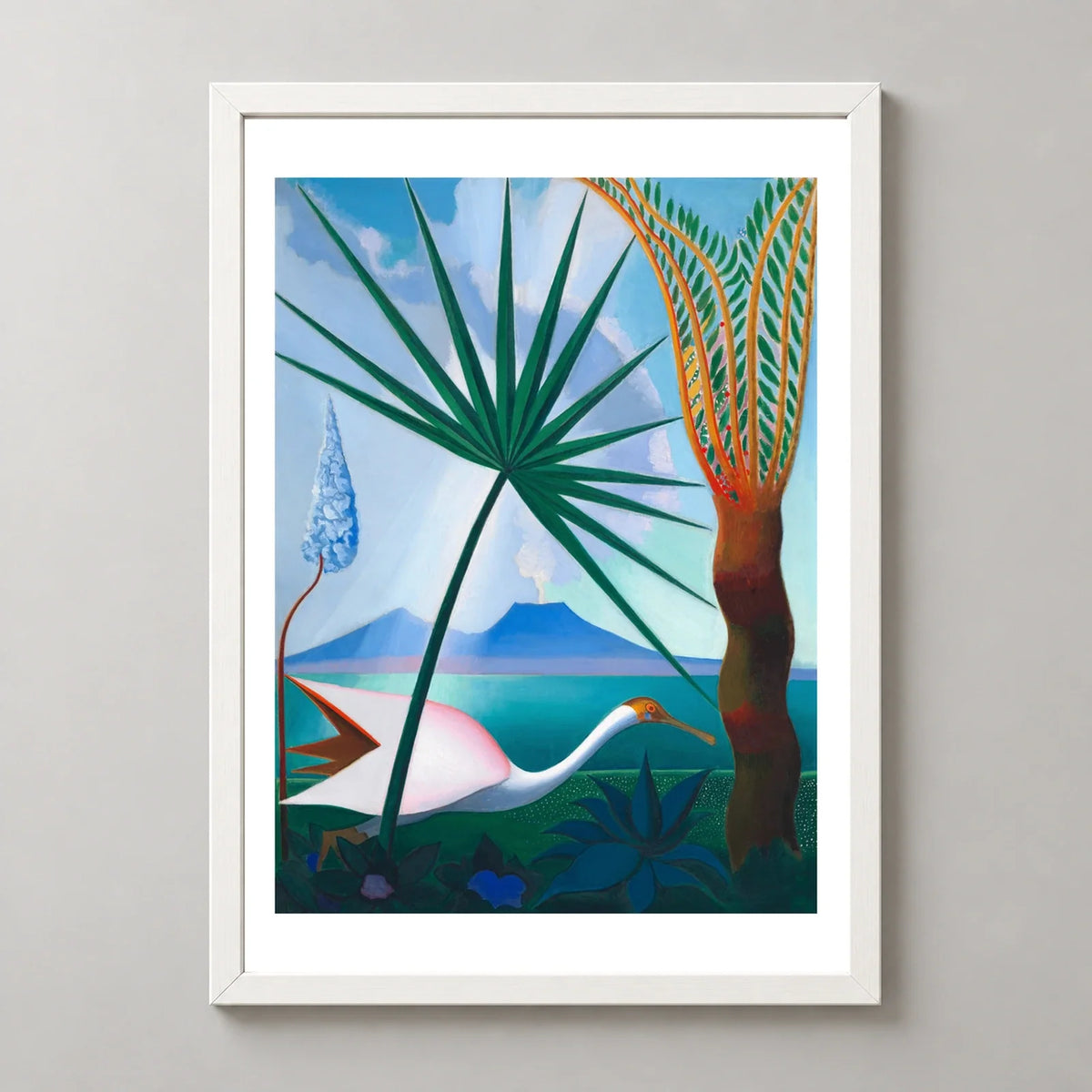 Neapolitan Song Art Print by Joseph Stella (1929) in a white frame, front view
