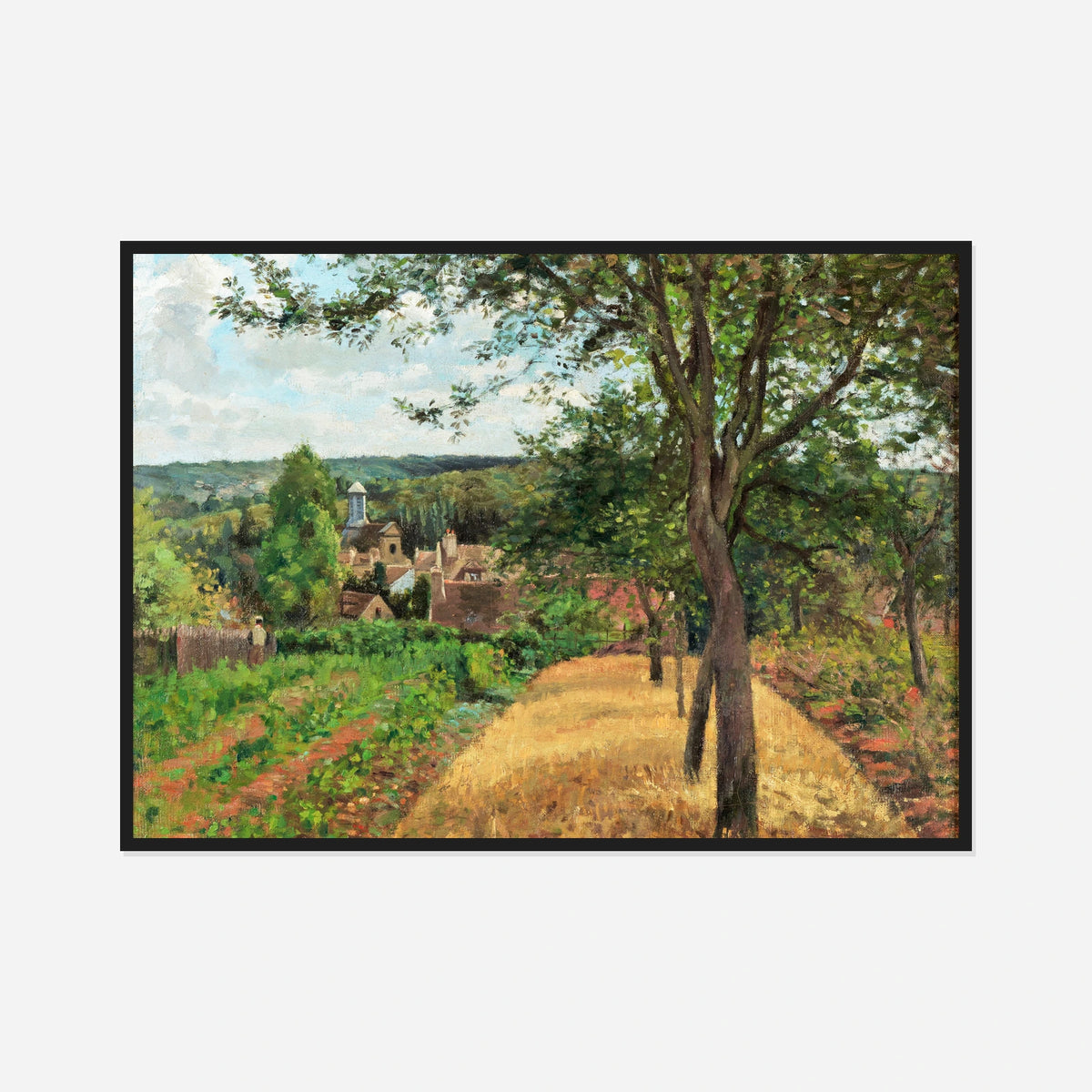 Orchards at Louveciennes — front view in a black frame