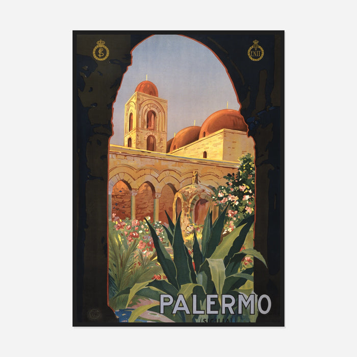 Palermo, Italy — Through the Arch Vintage Travel Poster