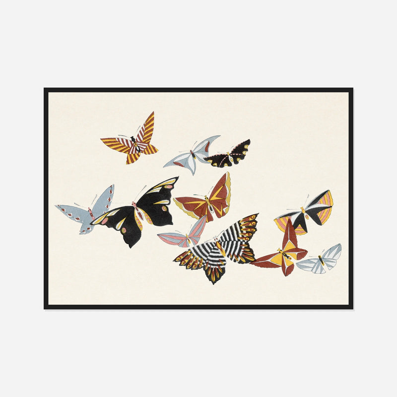 Patterned Butterflies — front view in a black frame