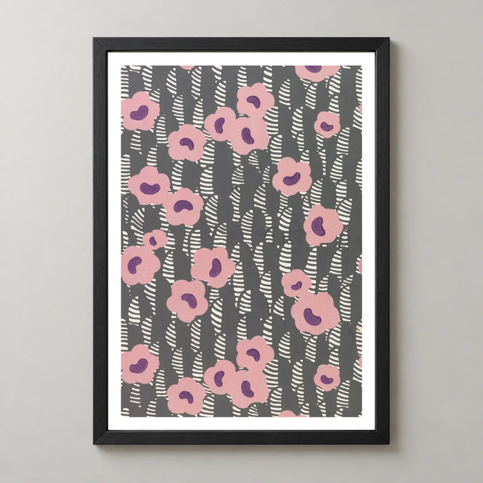 Pink Floral Sidewall Art Print by René Crevel