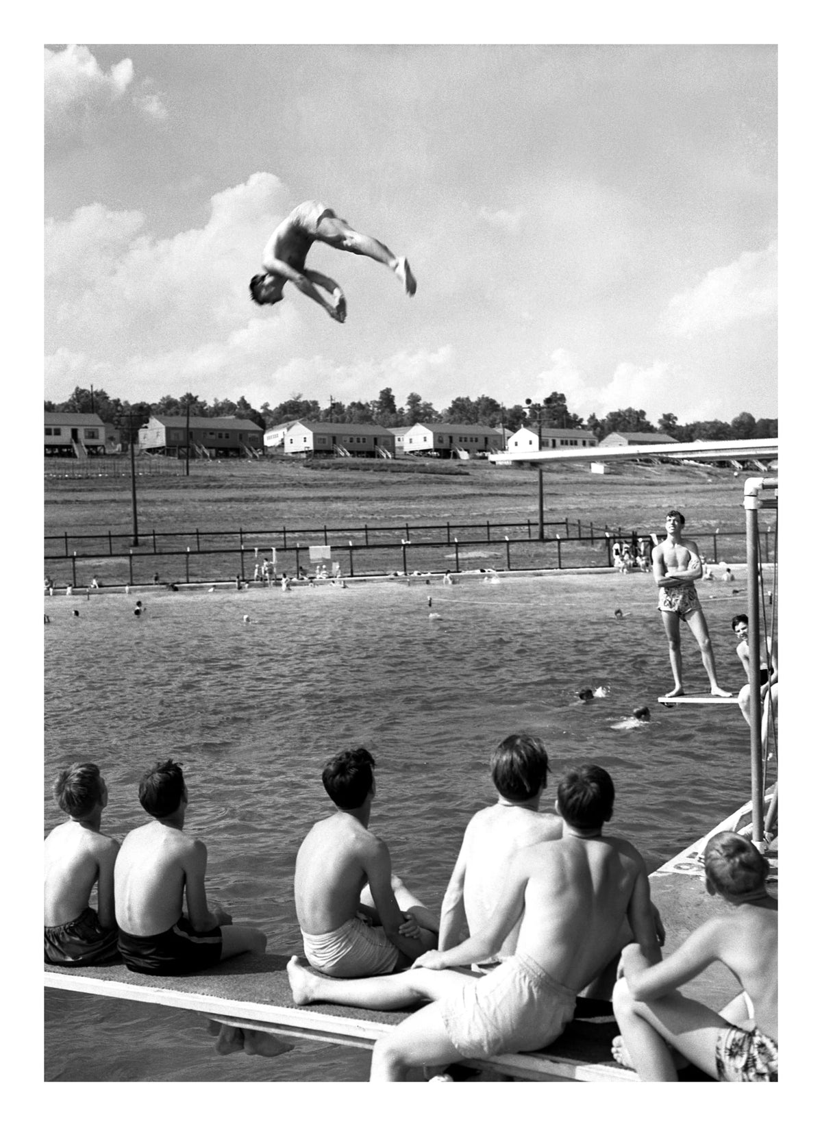 Poolside Oak Ridge Vintage Photographic Print (1947) — poster only, complete unframed artwork with white border