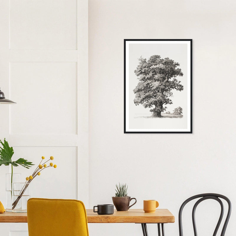 Studies after Nature — Tree in a black frame above a dining table; styled room mockup