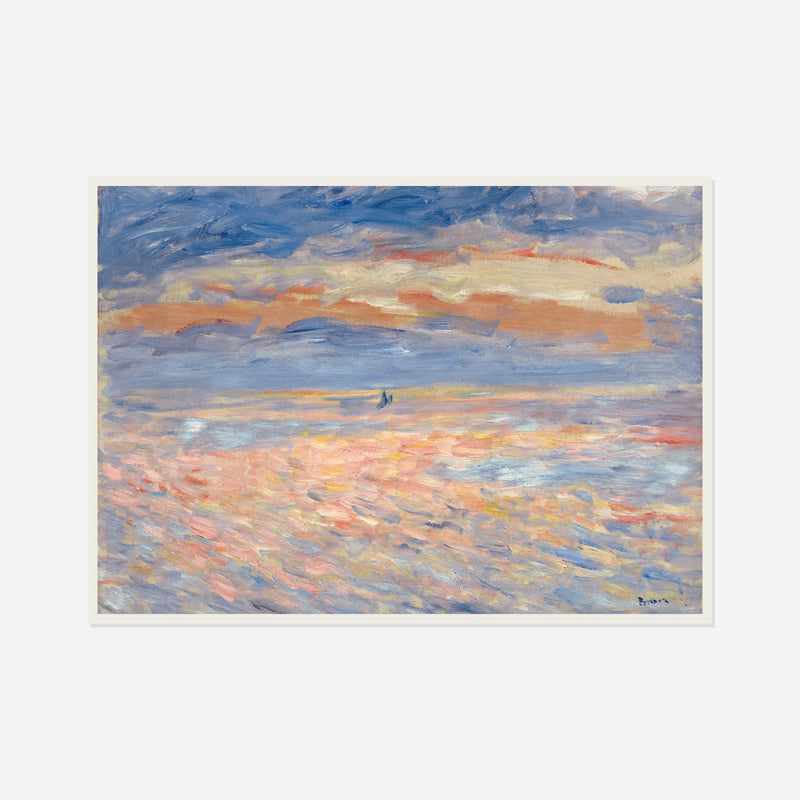 Sunset in Orange and Blue — front view in a white frame