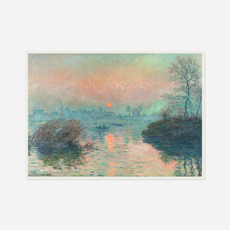 Sunset on the Seine at Lavacourt — front view in a white frame