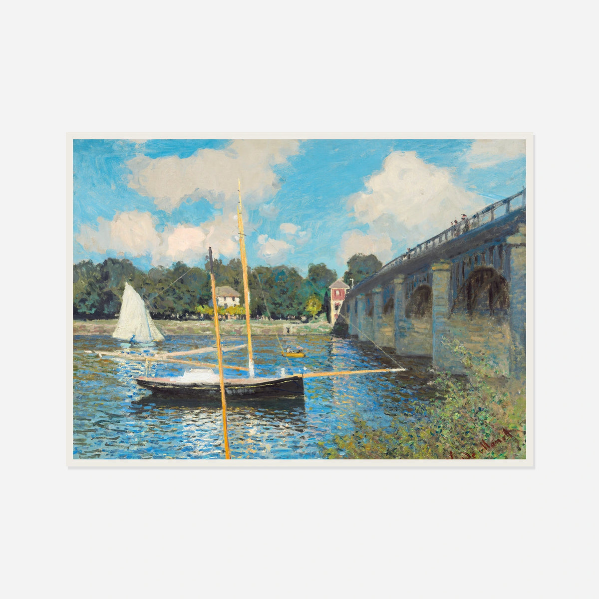 The Bridge at Argenteuil — front view in a white frame