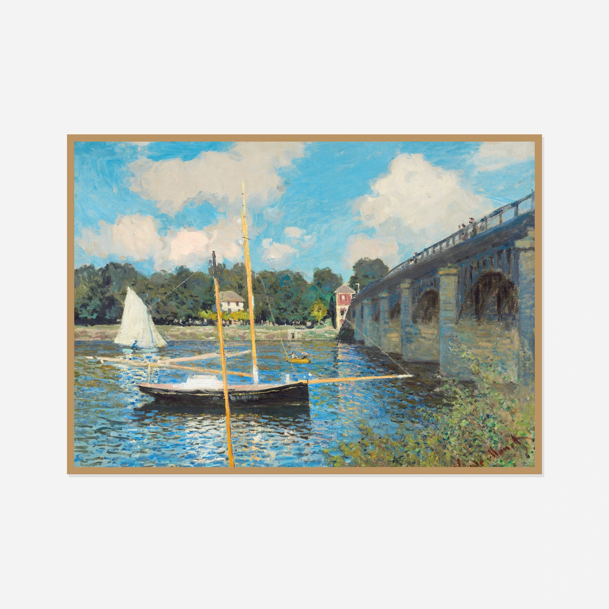 The Bridge at Argenteuil — front view in a natural wood frame