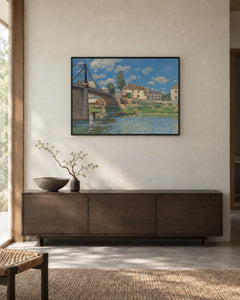 The Bridge at Villeneuve-la-Garenne — styled room visualisation in a black frame