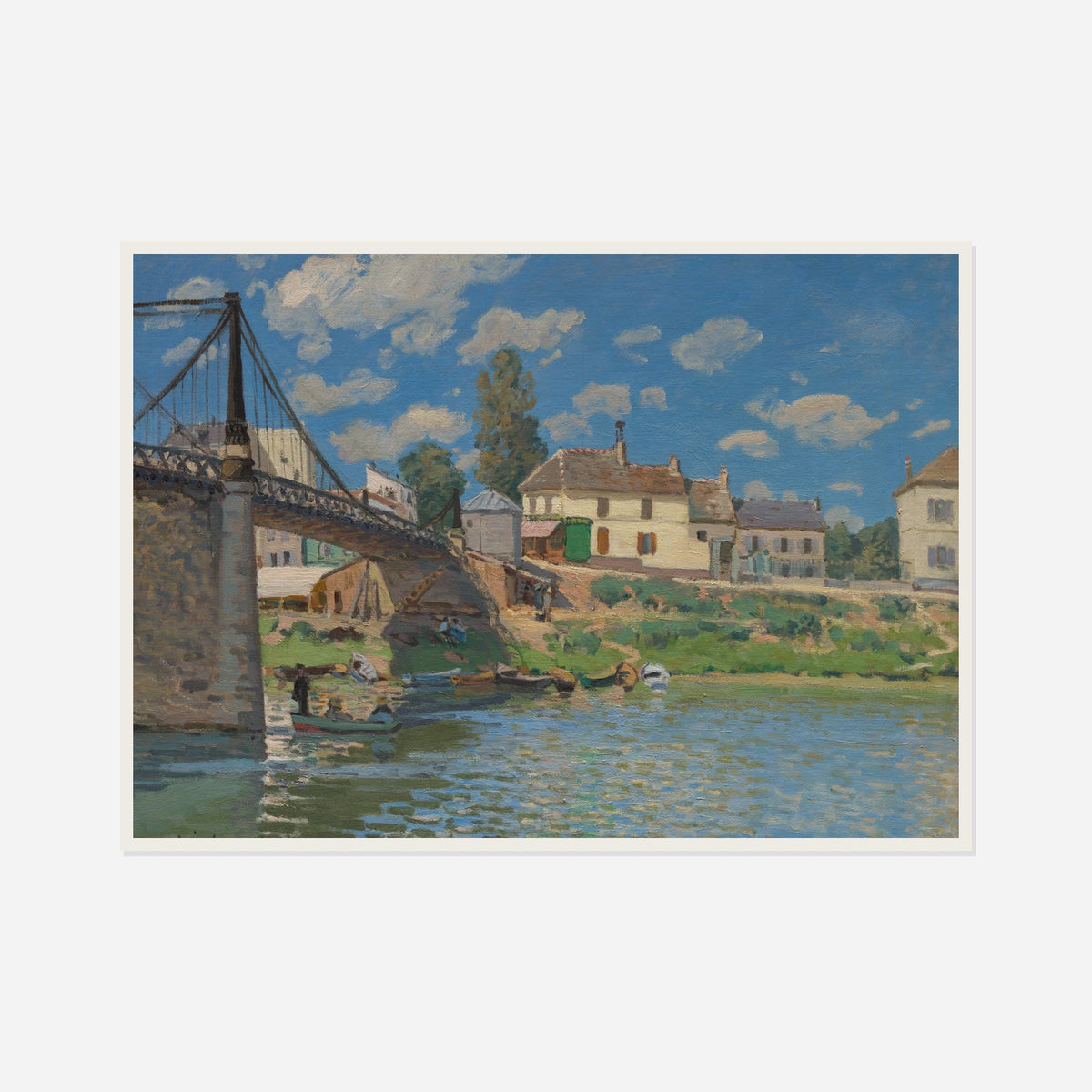 The Bridge at Villeneuve-la-Garenne — front view in a white frame