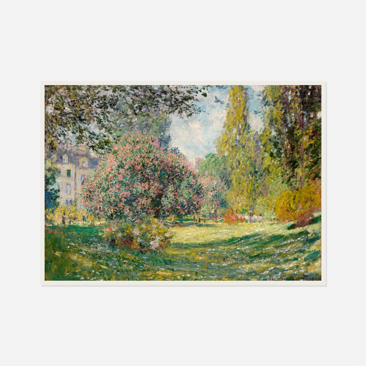 The Parc Monceau — front view in a white frame