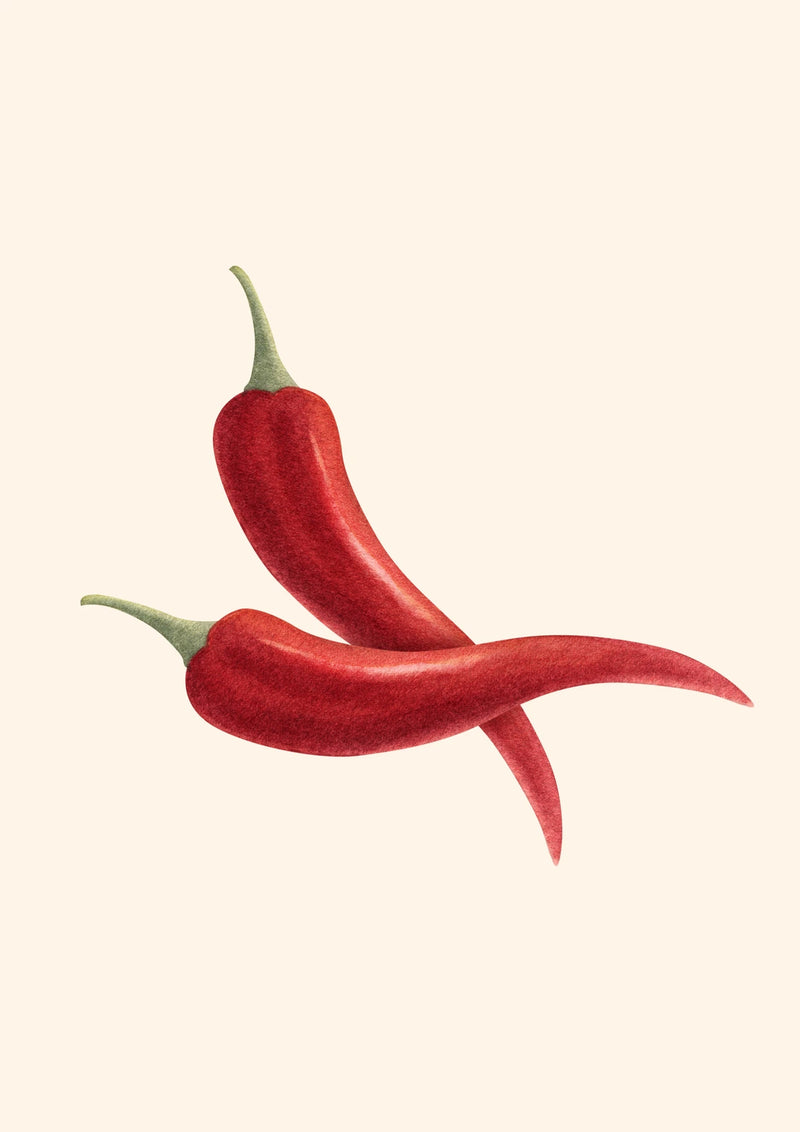 Three Red Chillies — borderless A-series artwork
