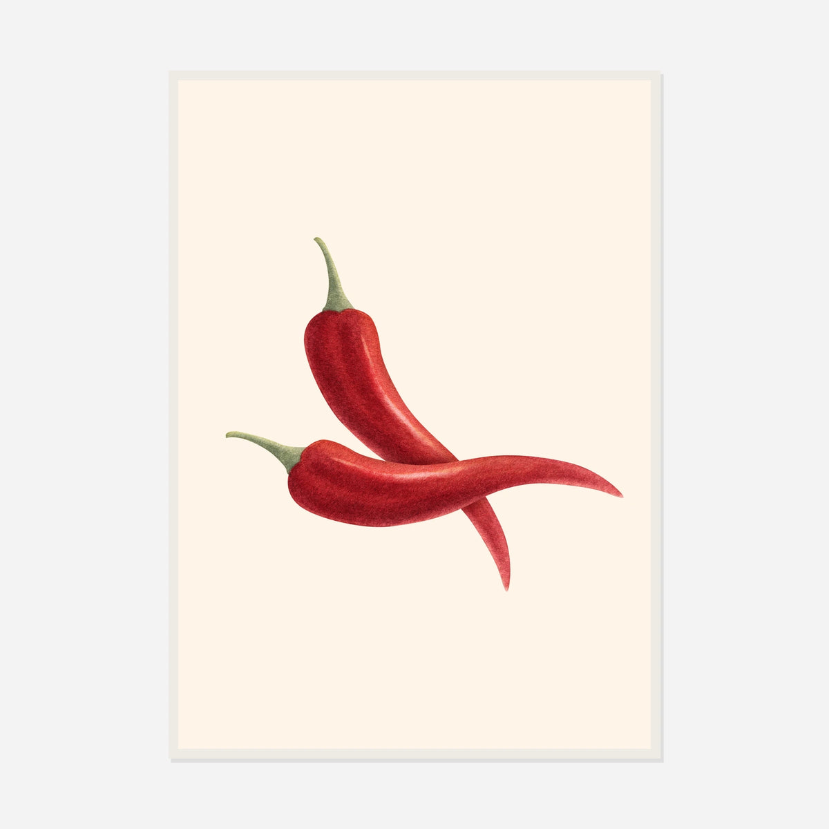 Three Red Chillies — front view in a white frame