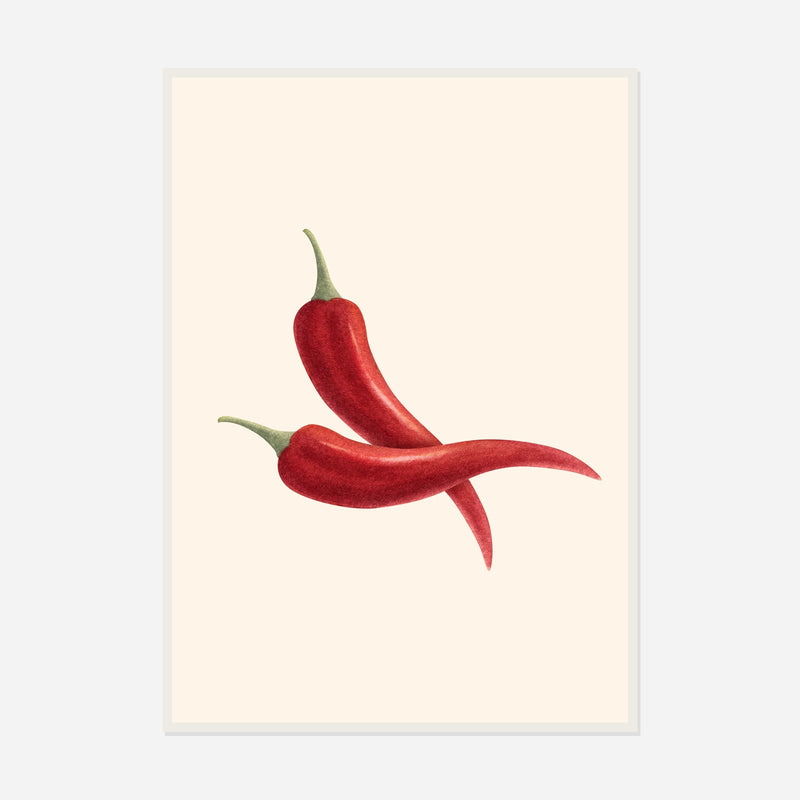 Three Red Chillies — front view in a white frame
