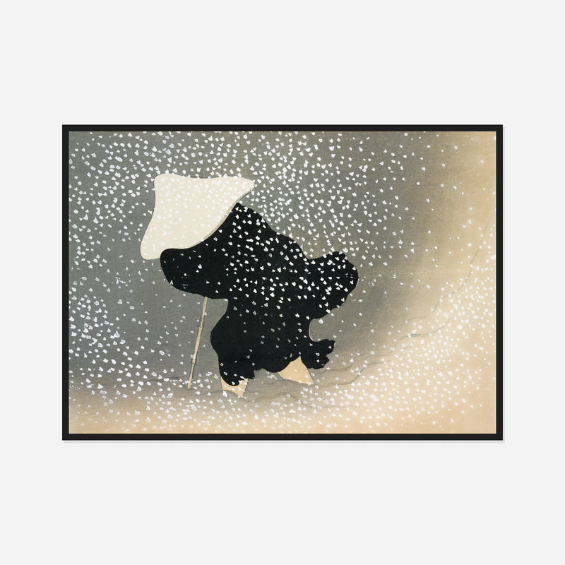 Traveller in Snow — front view in a black frame