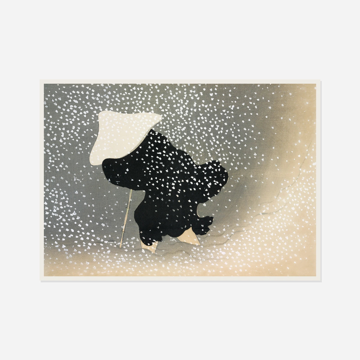 Traveller in Snow — front view in a white frame