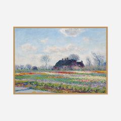Tulip Fields at Sassenheim — front view in a natural wood frame