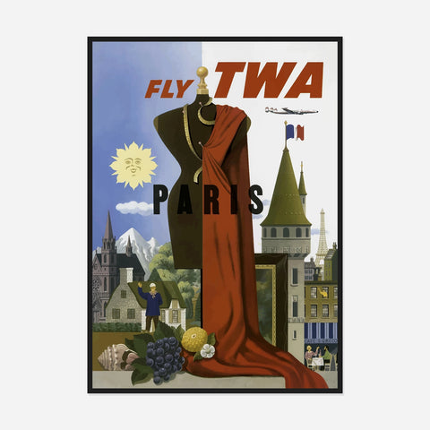 TWA Paris Vintage Travel Poster