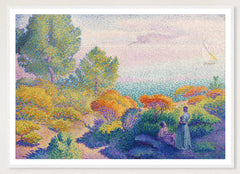 Two Women by the Shore in a white frame; landscape front-view mockup