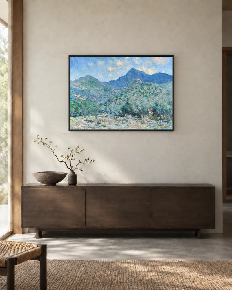 Valle Buona near Bordighera — styled room visualisation in a black frame