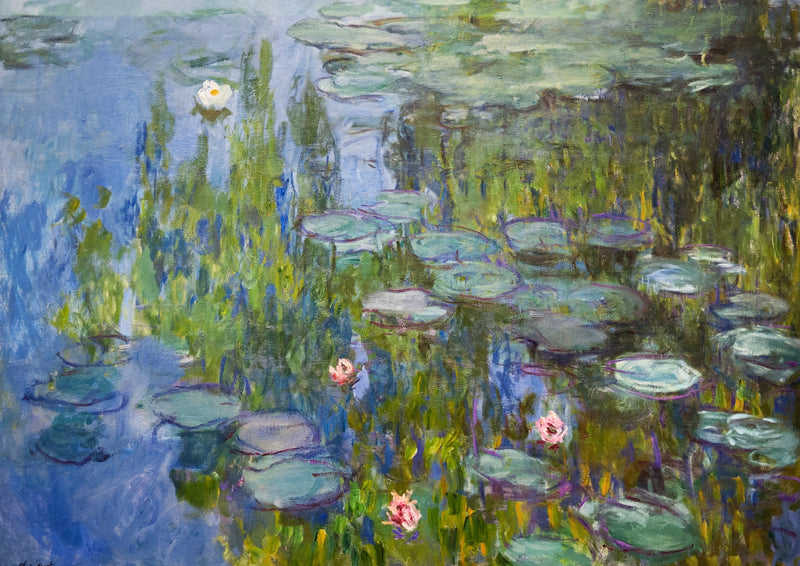 Water Lilies in Green and Blue — borderless A-series artwork