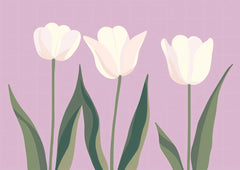 White Tulips on Lavender — borderless A-series artwork
