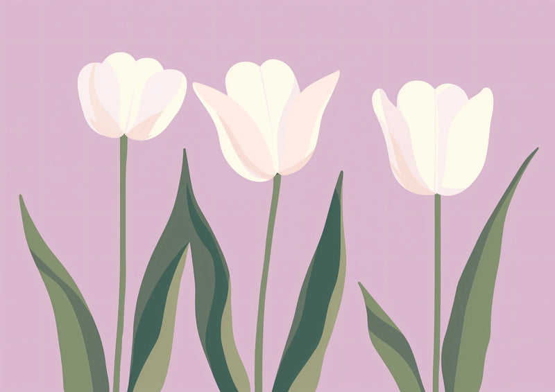 White Tulips on Lavender — borderless A-series artwork