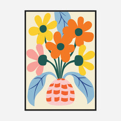Wildflowers in a Patterned Vase — front view in a black frame