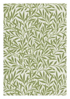 Willow Pattern Art Print by William Morris. Slender green willow leaves weave across a pale ground in a flowing botanical pattern