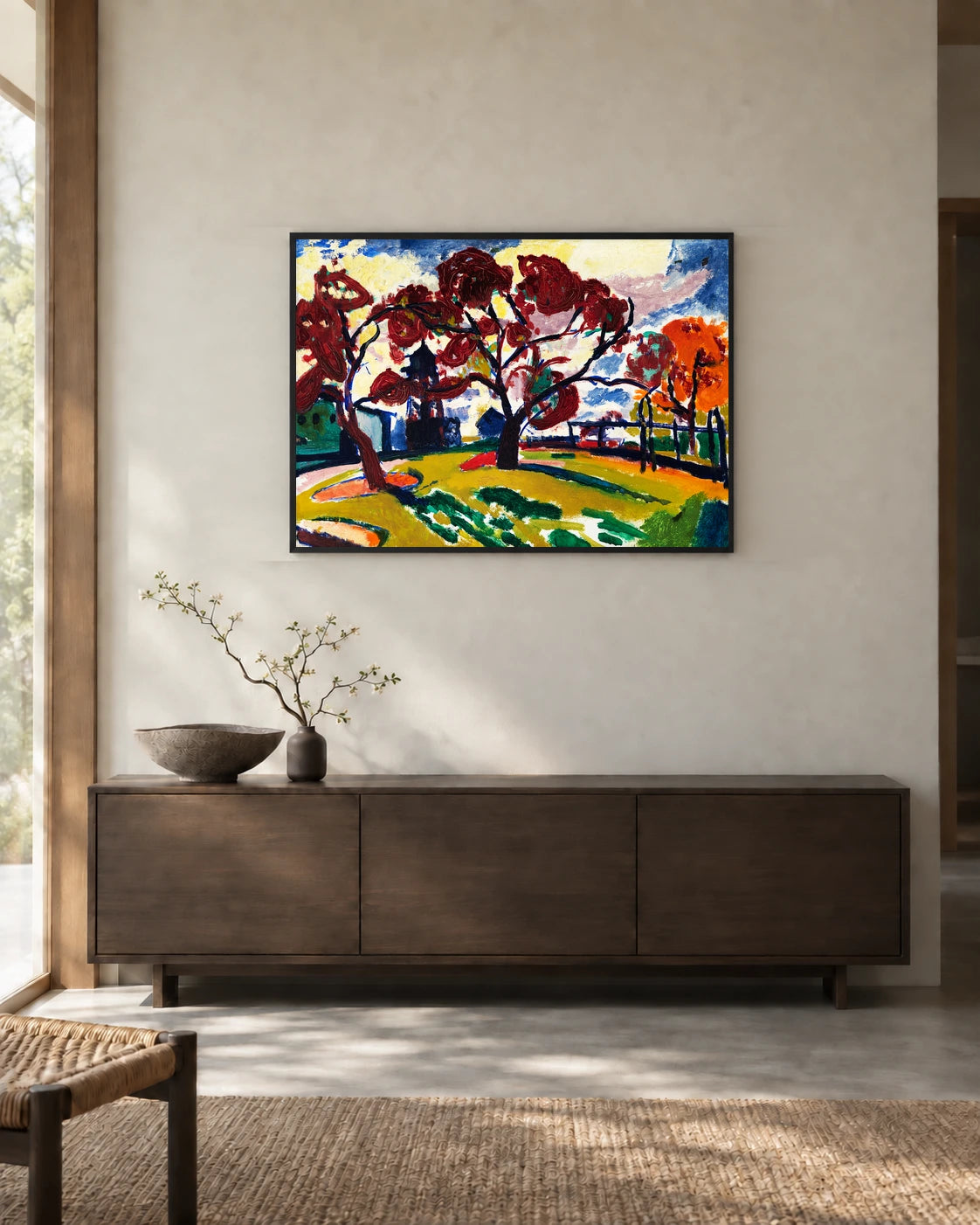 Winds — styled room visualisation in a black frame