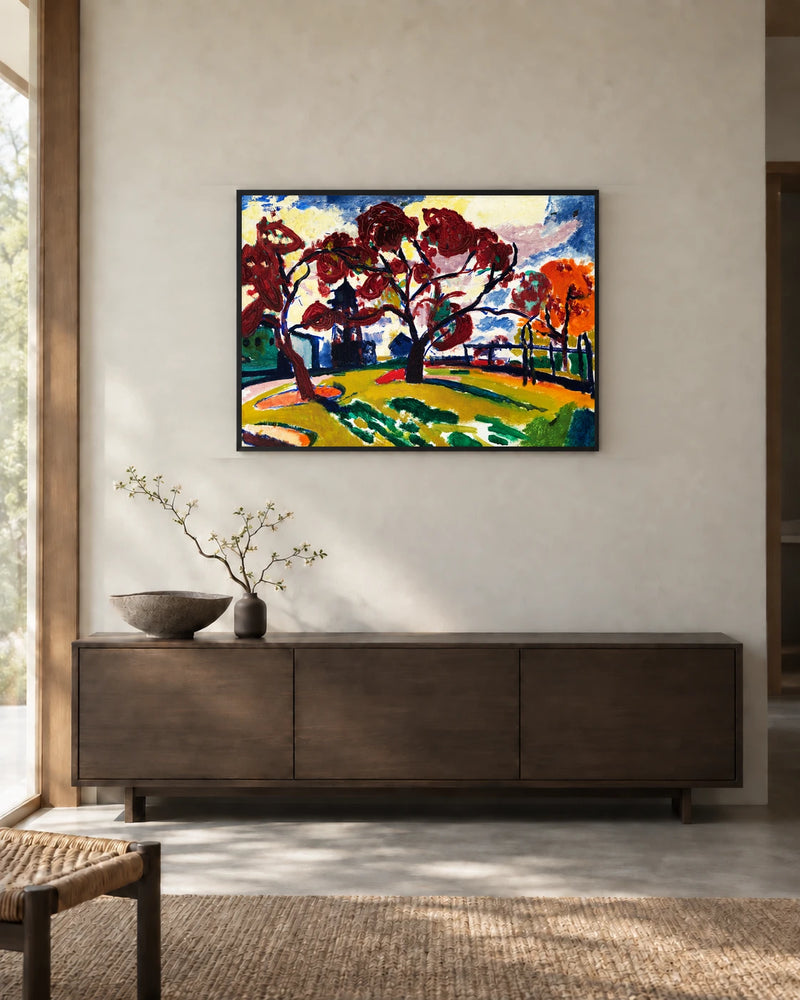 Winds — styled room visualisation in a black frame