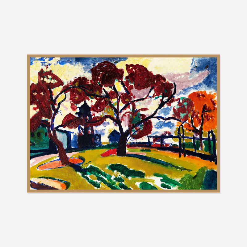 Winds — front view in a natural wood frame
