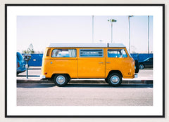 Yellow Van in a black frame; landscape front-view mockup